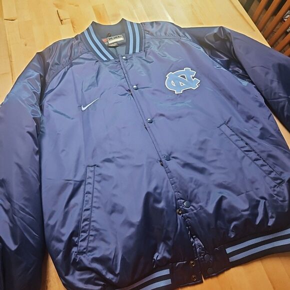 Vintage 90s Nike North Carolina UNC Tar Heels Satin Bomber Jacket Men’s Size XXL - Picture 3 of 16